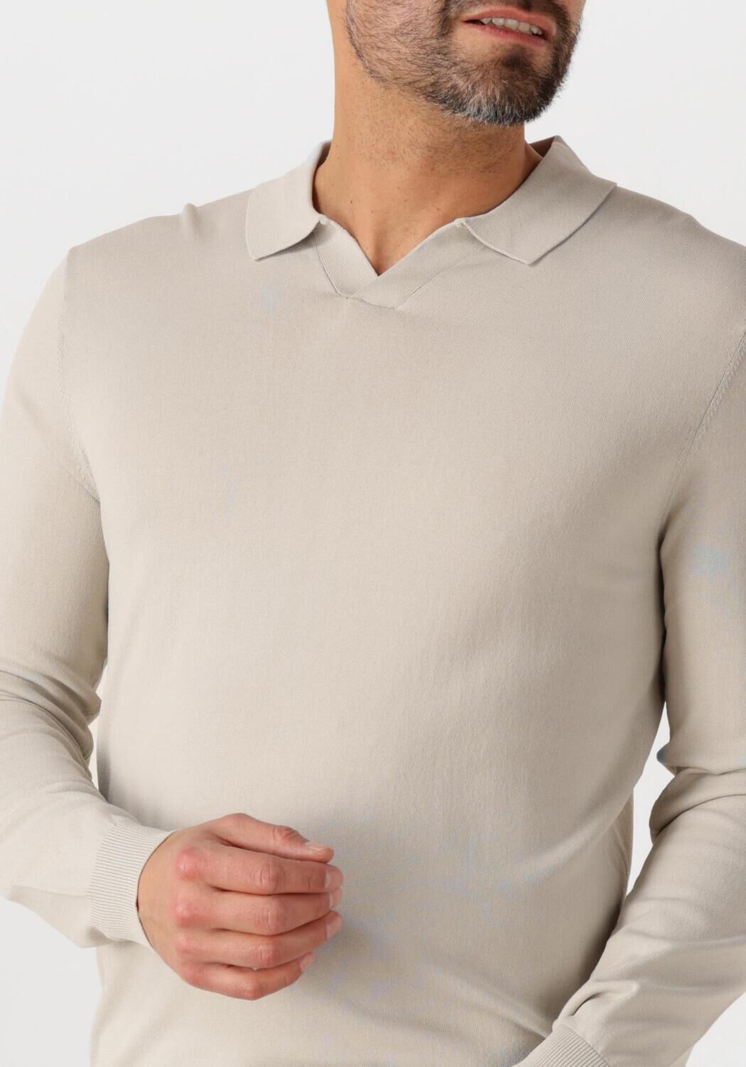 GENTILUOMO Heren Truien & Vesten Polo No Button Ls K2039-260 Gebroken Wit