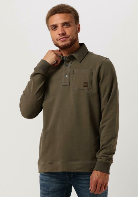 Groene PME LEGEND Polo LONG SLEEVE POLO COTTON SWEAT - large