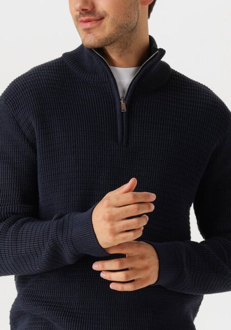 Blauwe SELECTED MEN Trui SLHTHEO LS KNIT STRUCTURE HALF ZIP - large