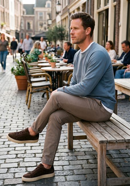 Blauwe CAST IRON Trui CREWNECK REGULAR FIT TWILL - large