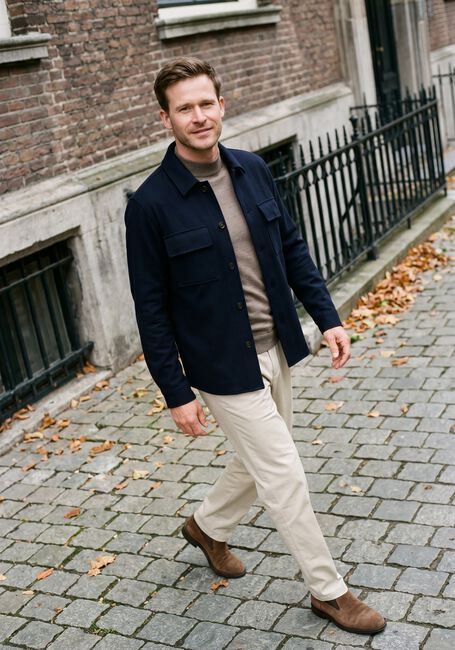 Donkerblauwe PROFUOMO Overshirt OVERSHIRT KNITTED - large