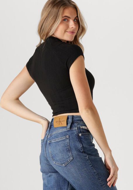 Zwarte CALVIN KLEIN Top WARM TEXTURE RIB MOCKNECK TOP - large