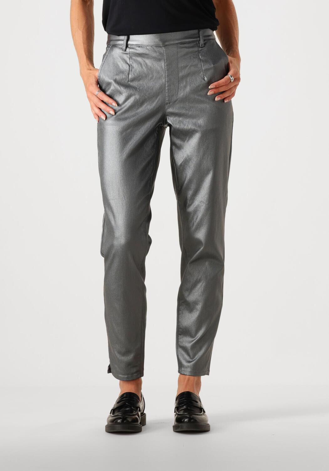 Object Grijze Coated Pantalon voor Vrouwen Gray Dames