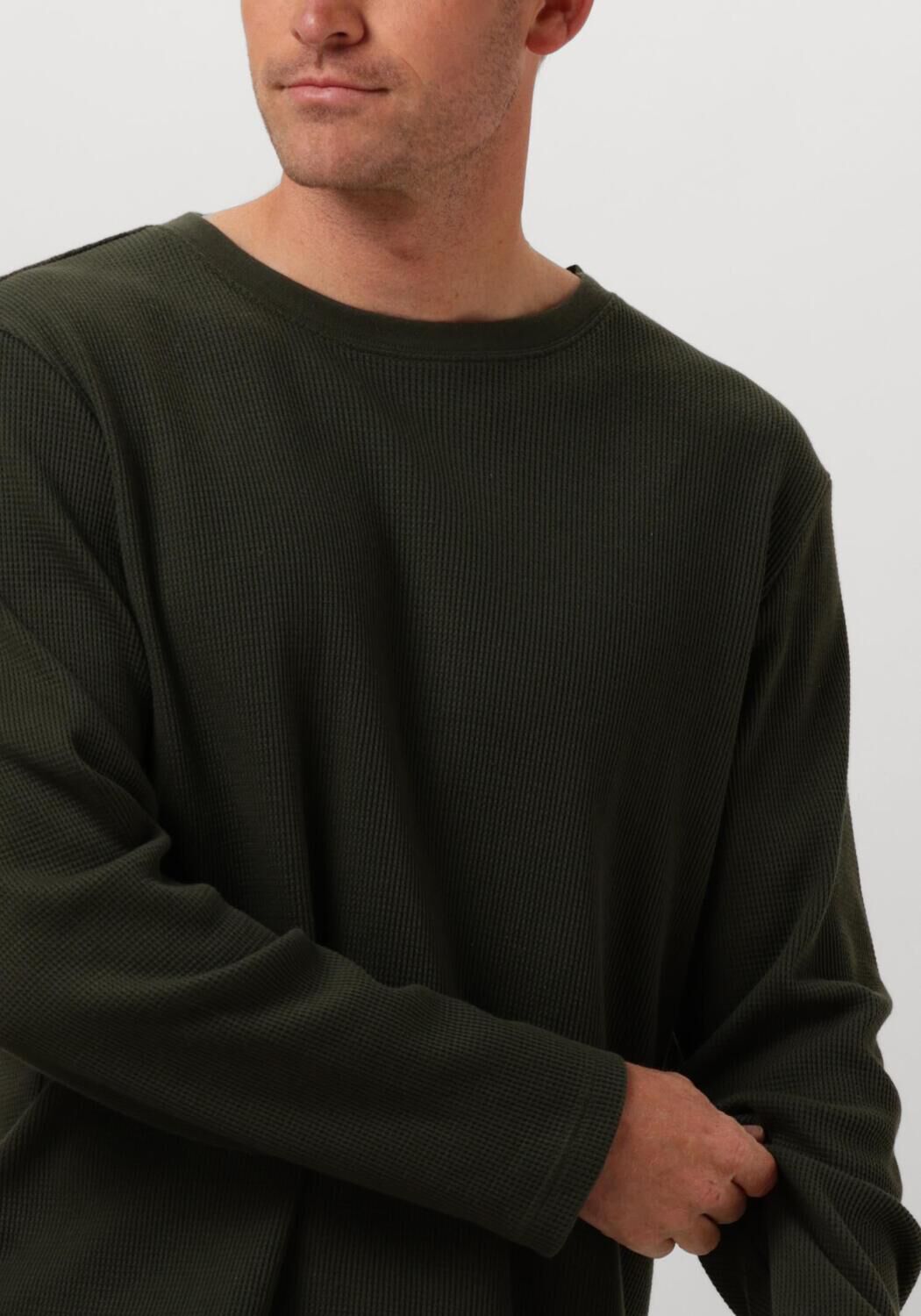 ANERKJENDT Heren Polo's & T-shirts Akkikki L s Waffle Tee Donkergroen