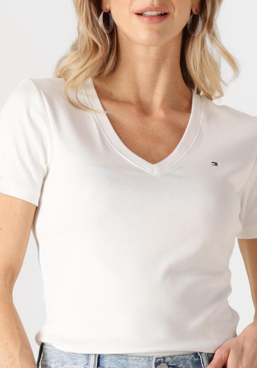 TOMMY HILFIGER Dames Tops & T-shirts New Slim Cody V-nk Ss Wit