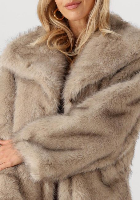 Beige NEO NOIR Faux fur jas STEPHANIE FAUX FUR LONG JACKET - large