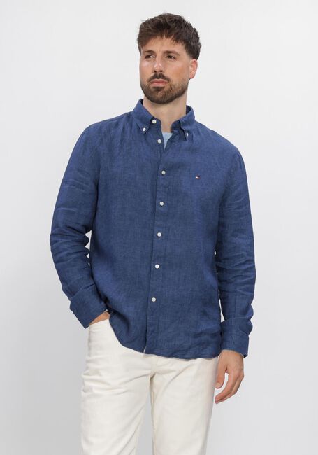 Donkerblauwe TOMMY HILFIGER Casual overhemd PIGMENT DYED LI SOLID RF SHIRT - large