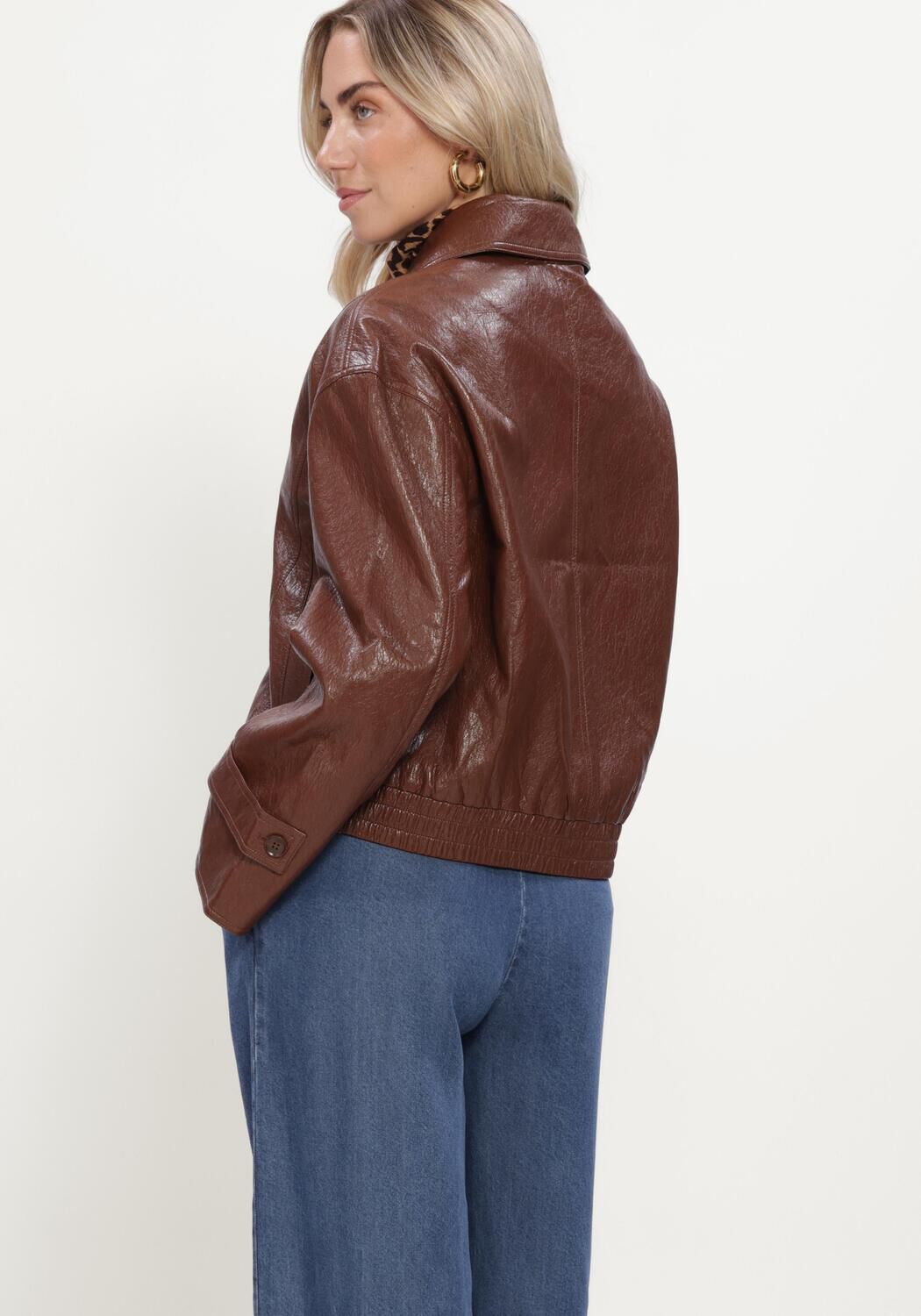Bruine SUMMUM Leren jas JACKET FAUX LEATHER - large