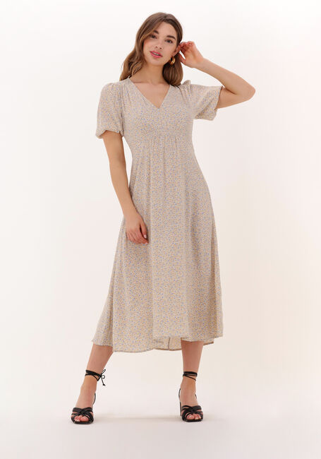 Beige MODSTR&Ouml;M Midi jurk RAVEN LONG PRINT DRESS - large