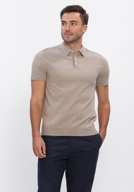 Beige SELECTED MEN Polo SLHBERG SS KNIT POLO NOOS - large