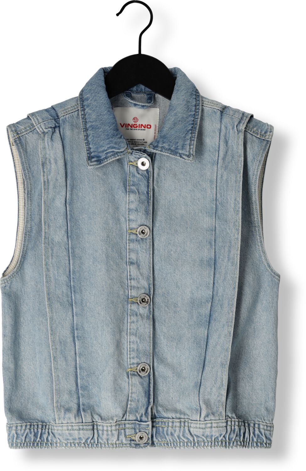 VINGINO gilet Taira light vintage Blauw Meisjes Denim Klassieke kraag Effen 176