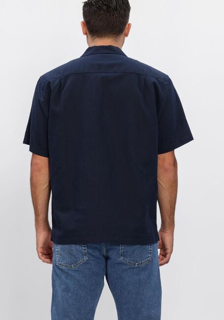 Donkerblauwe SELECTED MEN Casual overhemd SLHRLXCLAY LINENBLEND SS SHIRT RES NOOS - large