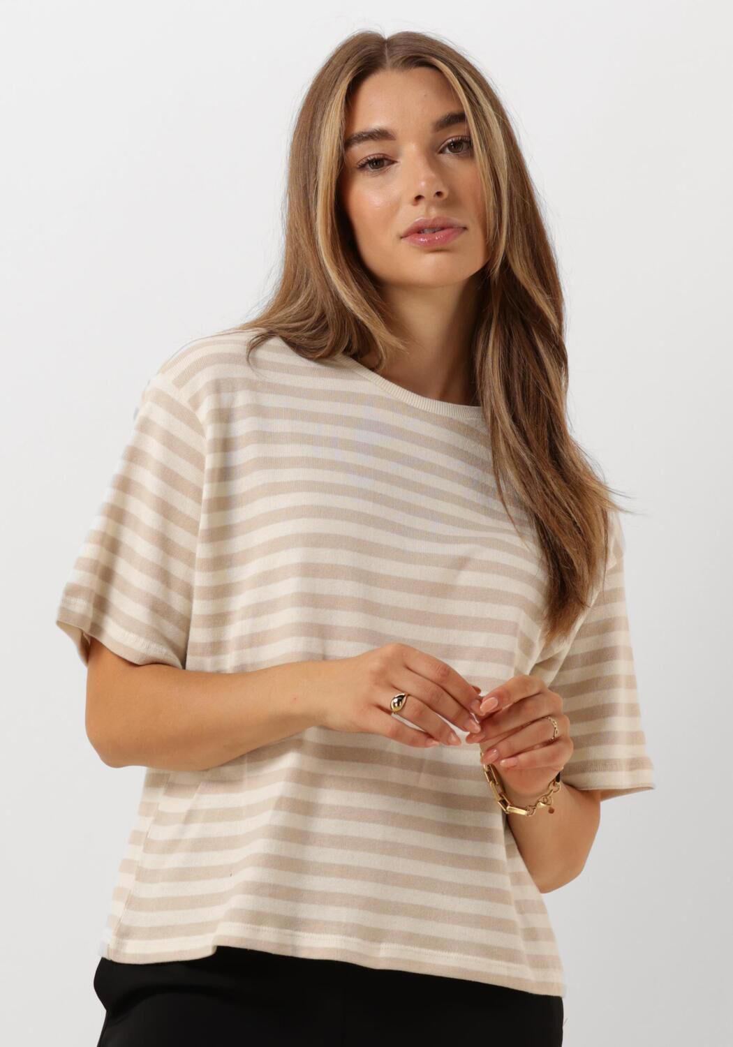 Creme MSCH COPENHAGEN T shirt MSCHBAHARA SS PULLOVER STP Omoda