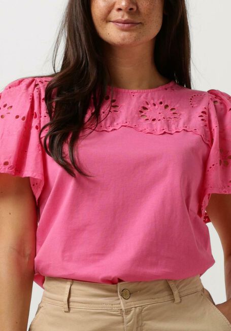 Roze SUMMUM T-shirt TOP JERSEY AND BRODERIE MIX - large