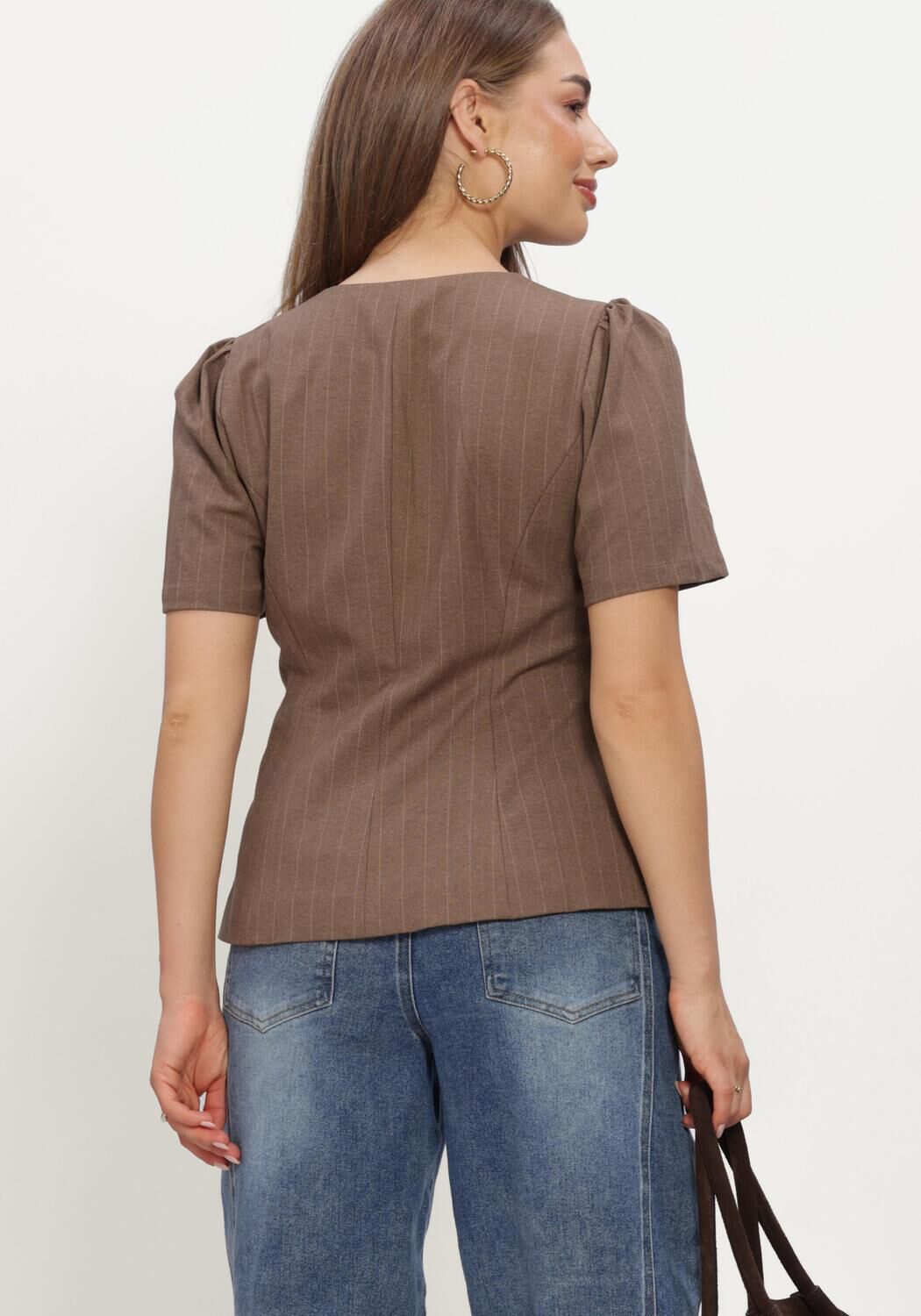 Bruine NEO NOIR Blouses JULES PINSTRIPE BLOUSE - large