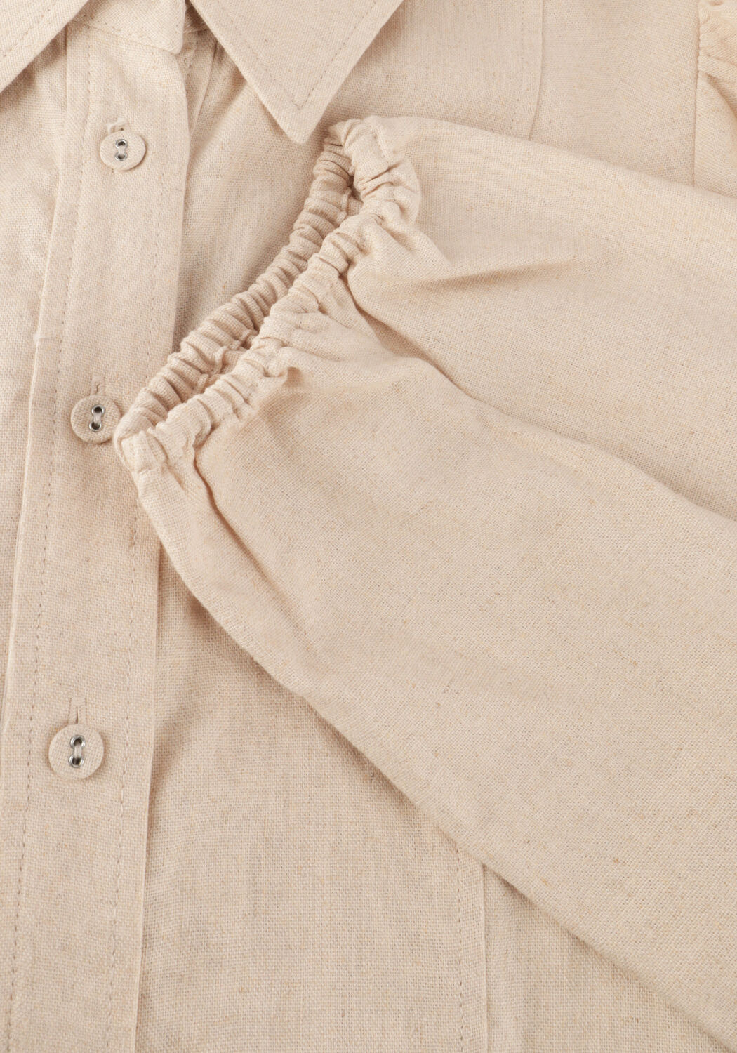 Beige Y.A.S. Midi jurk YASFLAXY 3/4 LINEN SHIRT DRESS - large