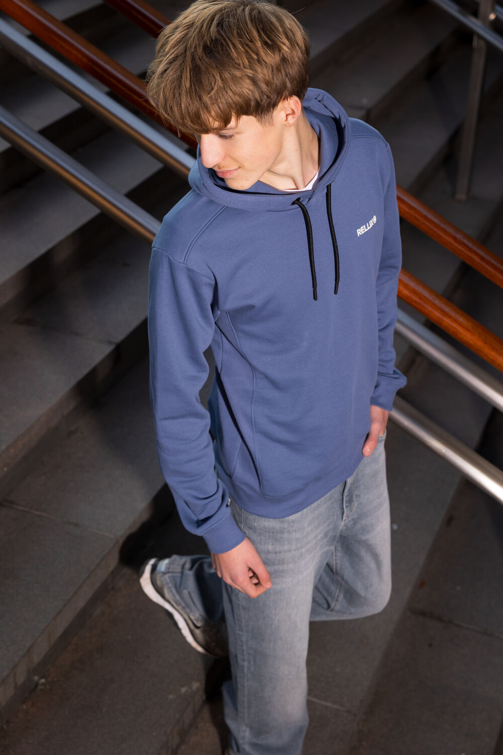Blauwe RELLIX Sweater HOODIE RELLIX BACKPRINT - large