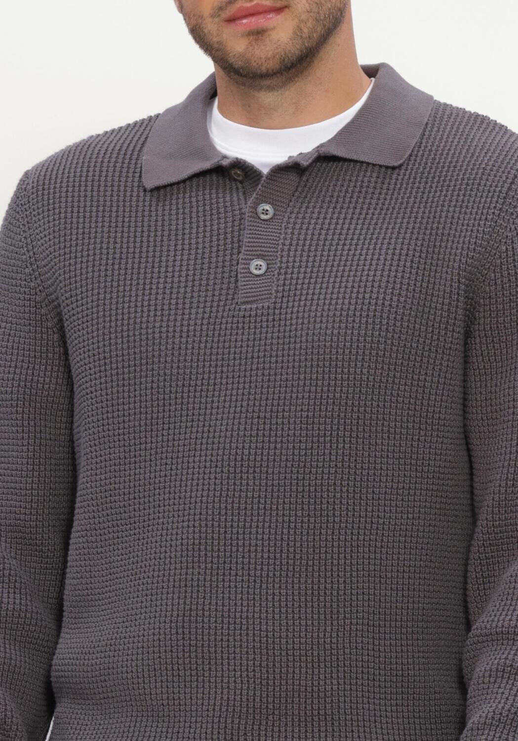 Donkergrijze JC RAGS Trui POLO LONG SLEEVE EFE - large