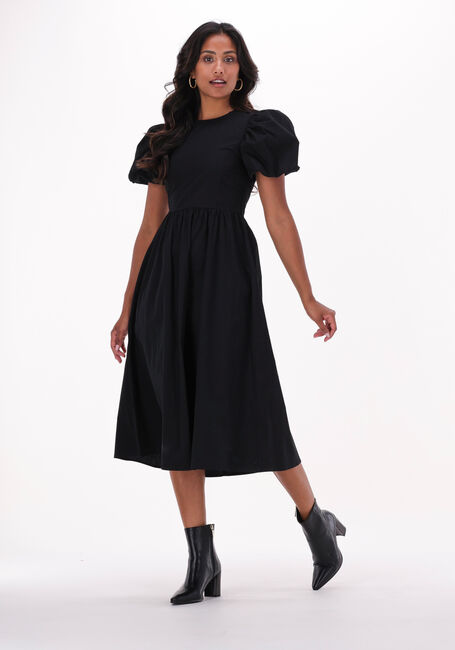 Zwarte NA-KD Midi jurk PUFF SLEEVE MIDI DRESS - large