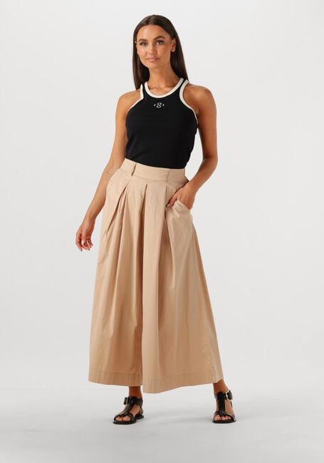 Beige SUMMUM Wijde broek CULOTTE LT WT STRETCH POPLIN - large