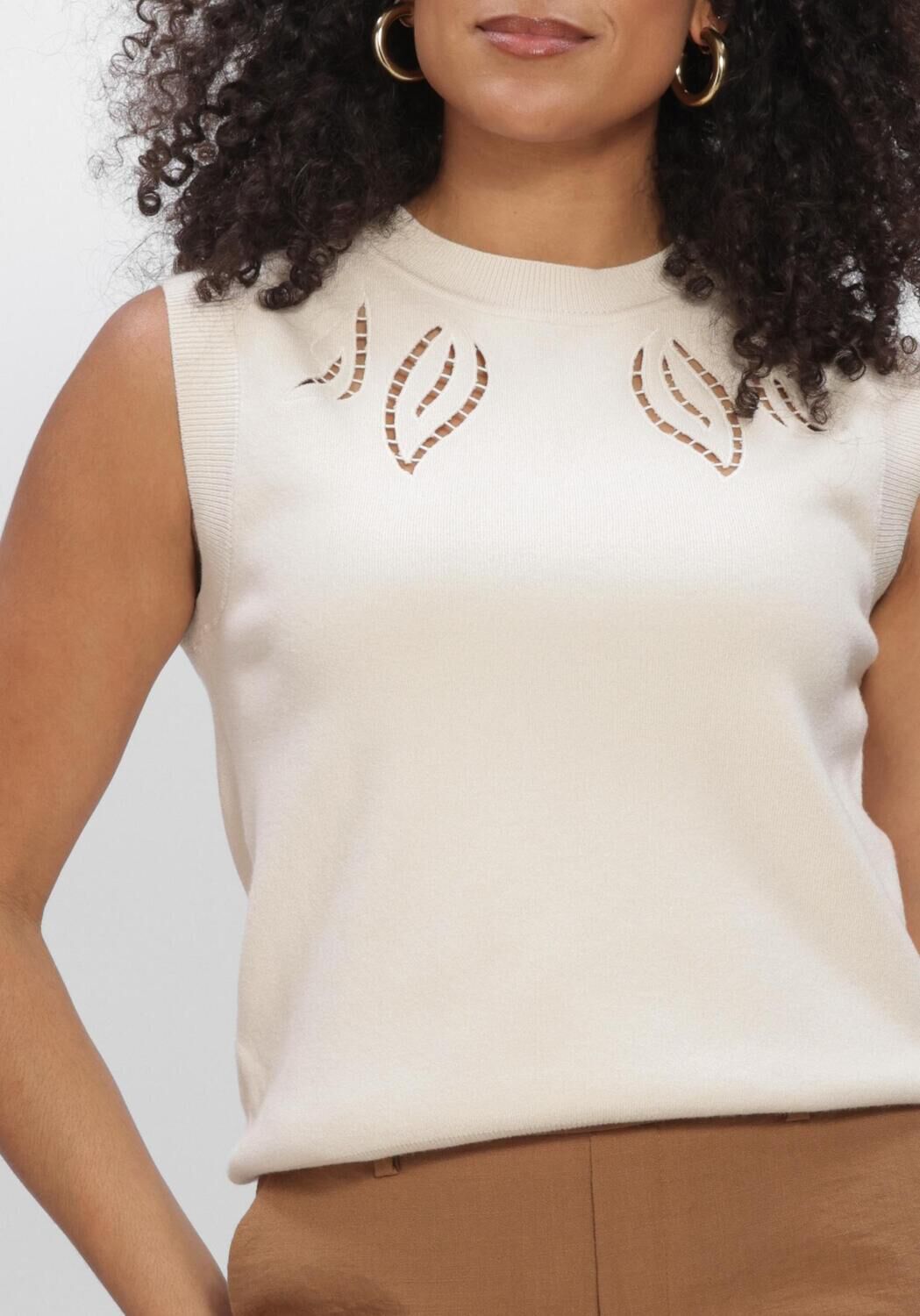 Beige OBJECT Top OBJYUKI S/L RE KNIT TOP 145 ND - large