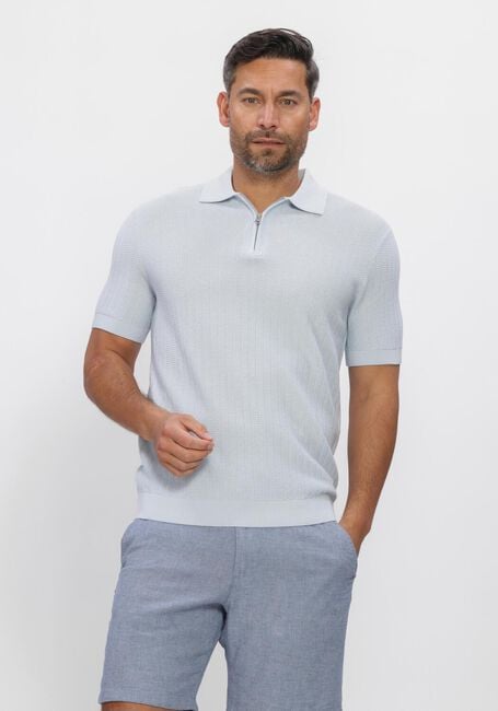 Blauwe SELECTED MEN Polo / T-shirt SLHCRAN SS KNIT STRUCTURE ZIP  POLO NOOS - large