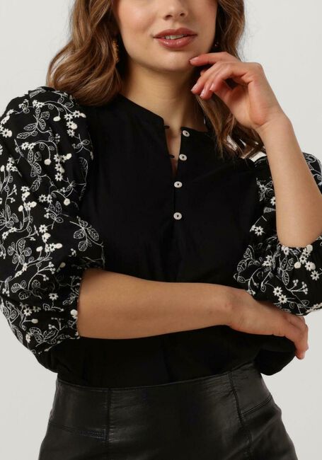 Zwarte SUMMUM Blouses SHIRT COTTON EMBROIDERED - large
