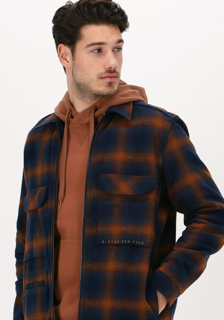 Donkerblauwe G-STAR RAW Overshirt CHECK ZIP REG OVERSHIRT - large