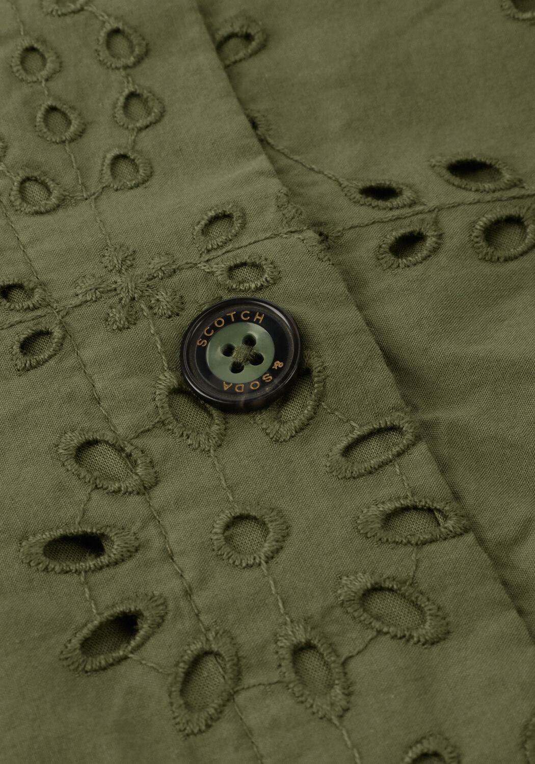 Olijf SCOTCH & SODA Mini jurk PUFF SLEEVE COTTON MIDI DRESS - large