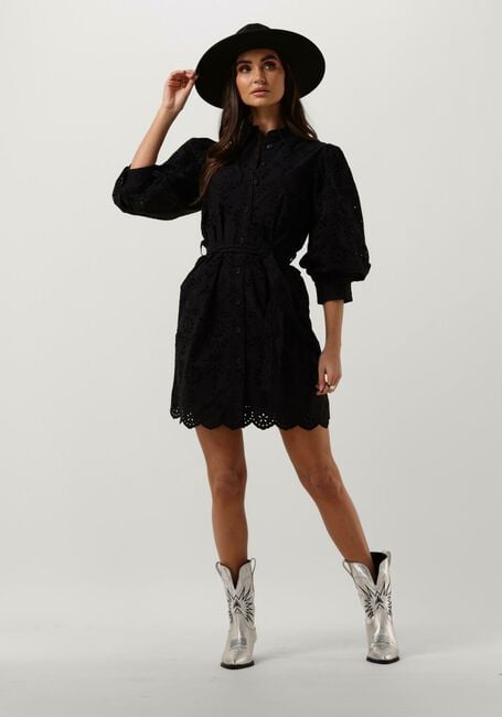 Zwarte SCOTCH & SODA Mini jurk PUFF SLEEVE COTTON MIDI DRESS - large