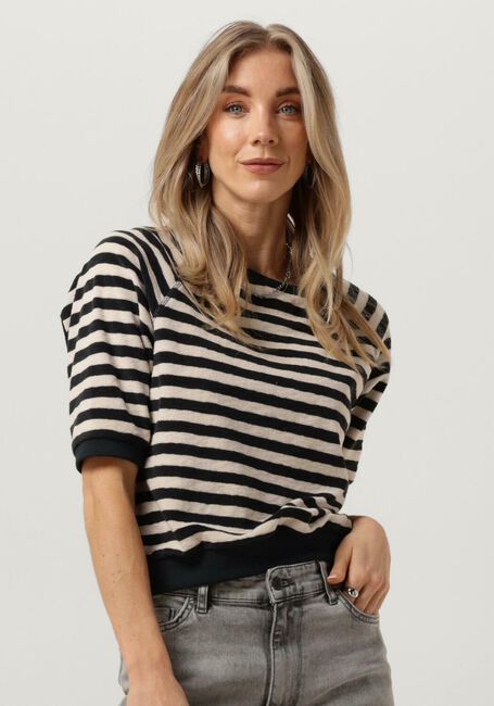 Zwarte BY-BAR Top NEVA SLUB STRIPE TOP - large