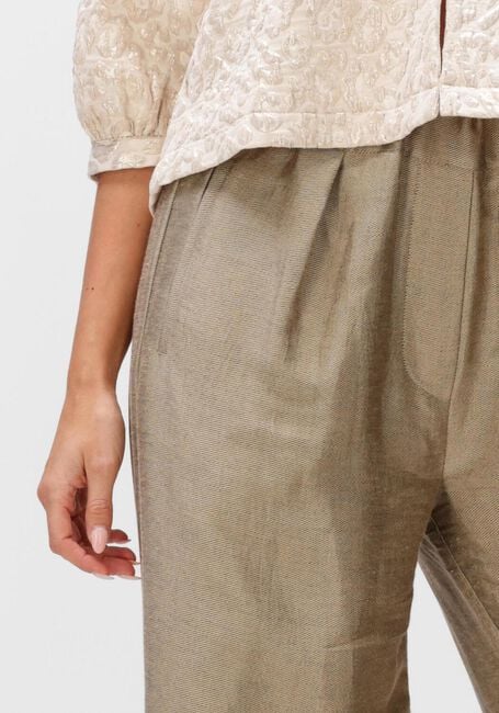 Khaki BY-BAR Wijde broek BENJI GLOSS PANT - large