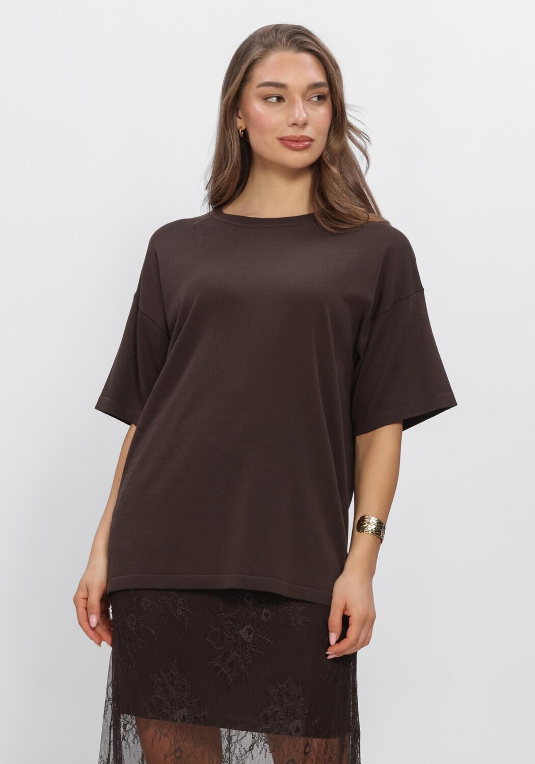 Lichtgrijze MSCH COPENHAGEN T-shirt MSCHTERINE TEE - large