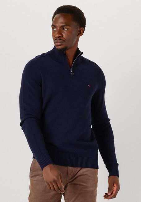 Blauwe TOMMY HILFIGER Trui LAMBSWOOL ZIP MOCK - large
