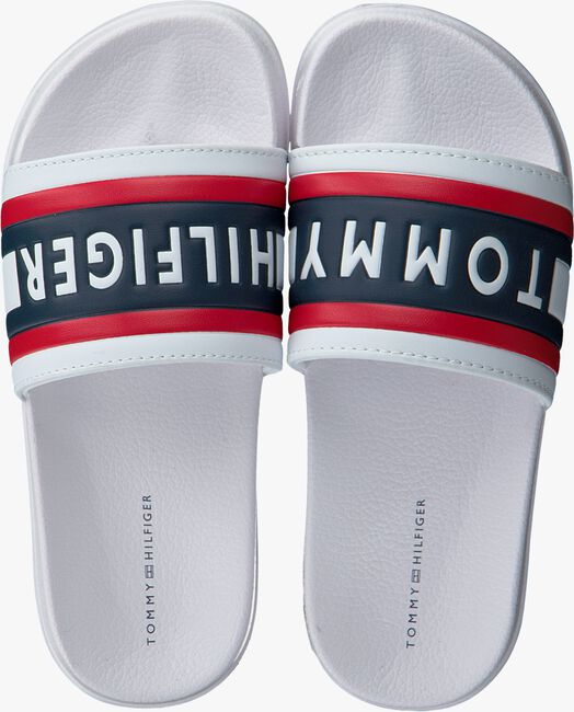Witte TOMMY HILFIGER Badslippers MAXI LETTERING PRINT POOL - large