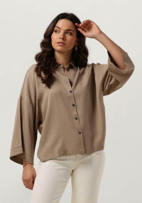 Bruine OBJECT Blouse OBJTILDA BOXY SHIRT - large