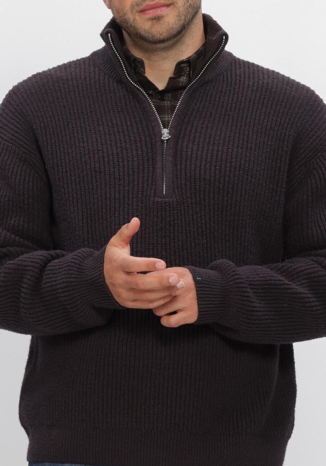 Bruine BUTCHER OF BLUE Trui MARKET HALF ZIP - large