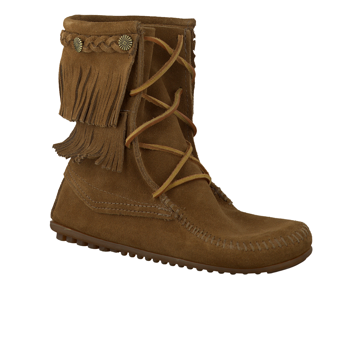 Bruine MINNETONKA Enkellaarsjes 623 | Omoda Bruine Minnetonka Enkellaarsjes omoda.nldames