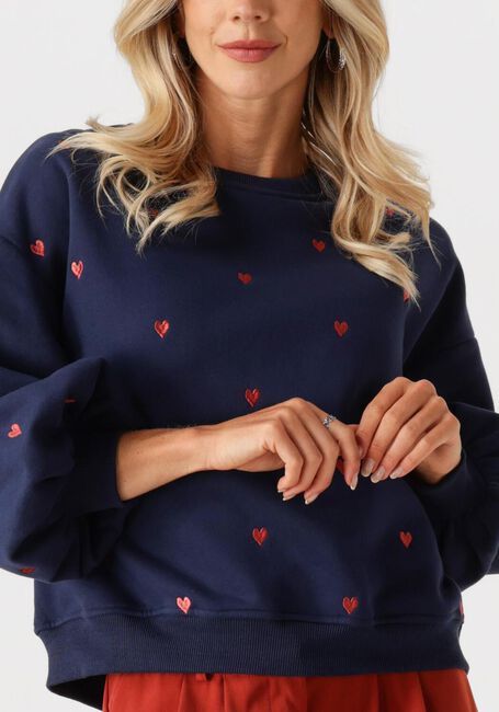 Donkerblauwe YDENCE Trui SWEATER HEARTS - large