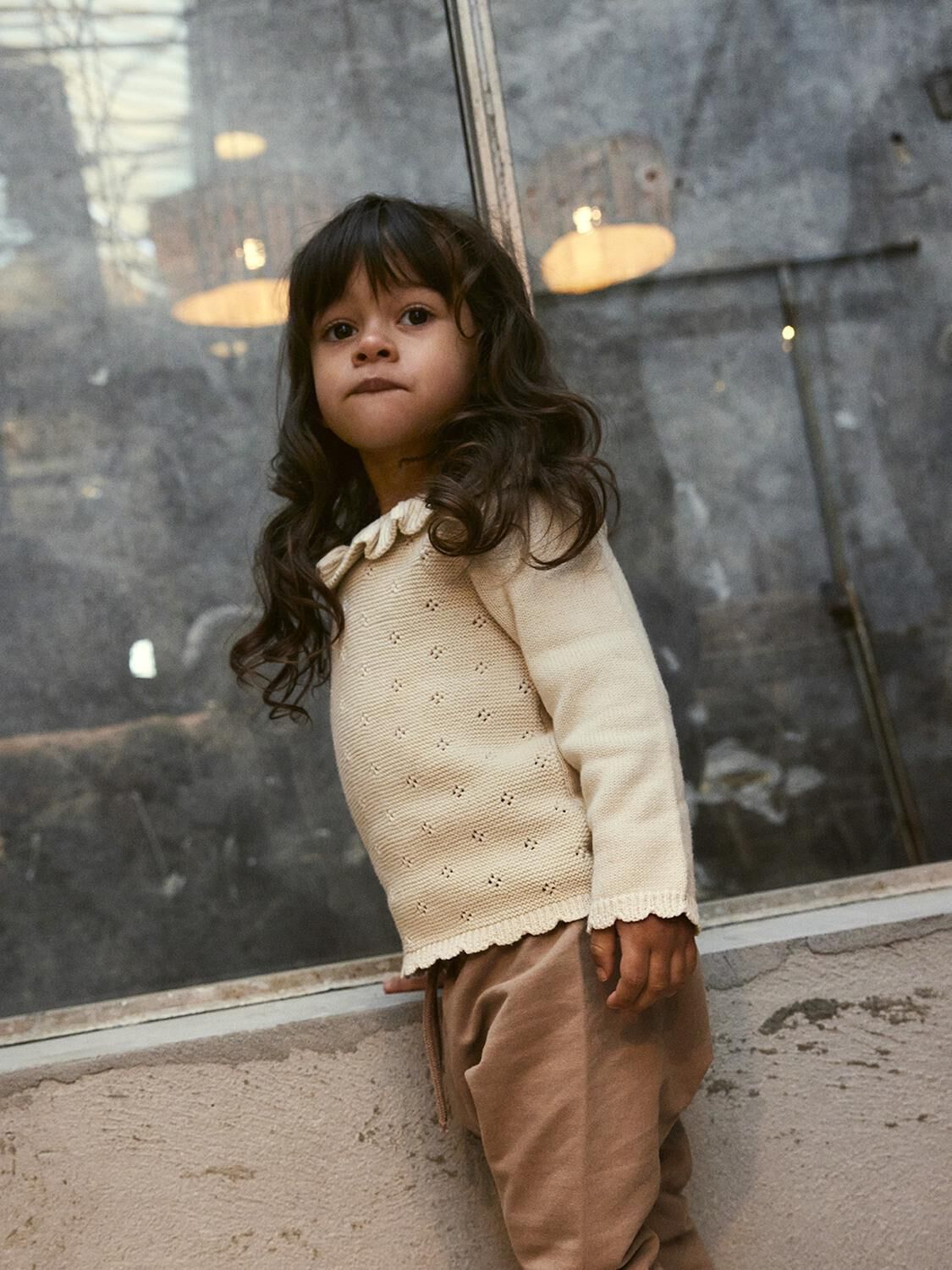 Ecru LIL' ATELIER Trui NMFLAGUNA LS KNIT LIL NOOS - large