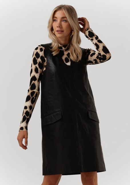Zwarte CO'COUTURE Mini jurk PHOEBE V-SPENCER LEATHER DRESS - large