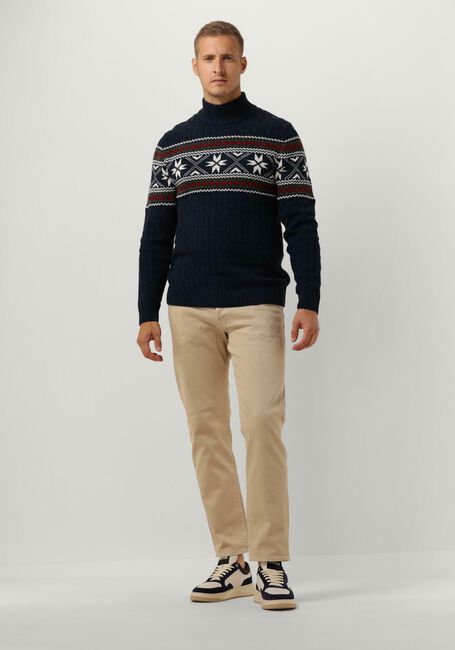 Donkerblauwe SELECTED MEN Coltrui SLHFLAKE LS KNIT CABLE HIGH NE - large