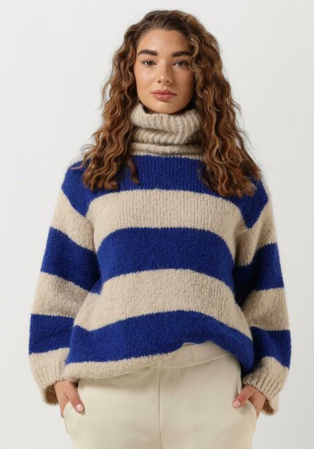 Blauwe 10DAYS Coltrui BLOCK STRIPE SWEATER - large