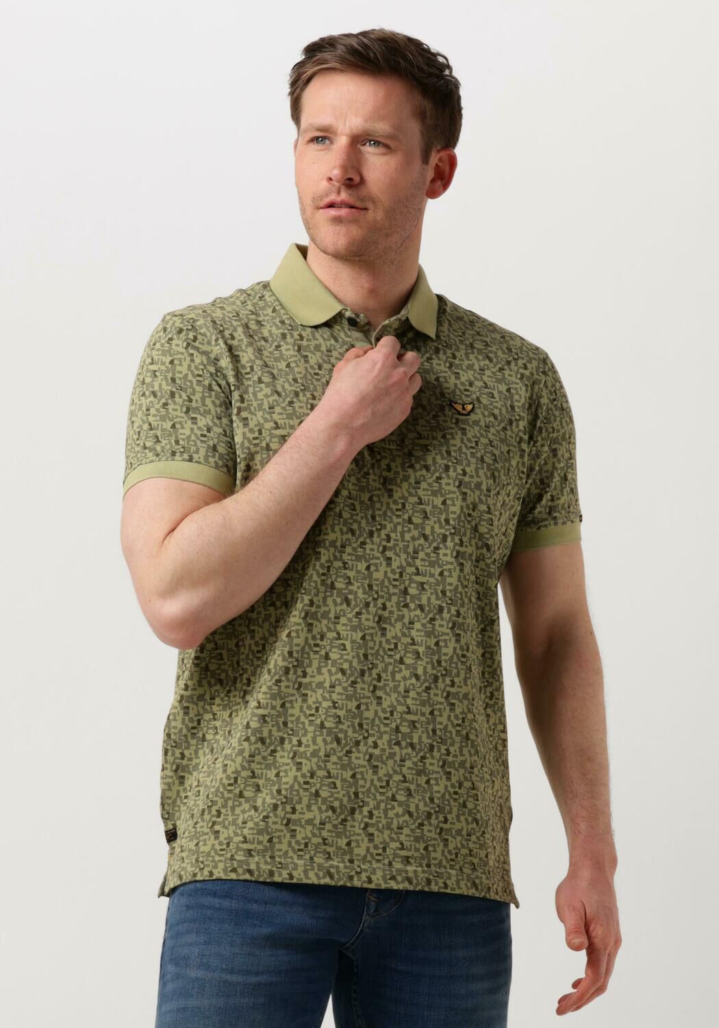 PME LEGEND Heren Polo's & T-shirts Short Sleeve Polo Fine Pique All Over Print Groen
