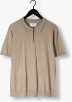 Taupe PURE PATH Polo KNITTED SHOTSLEEVE POLO HALF ZIP WITH CHEST EMBROIDERY