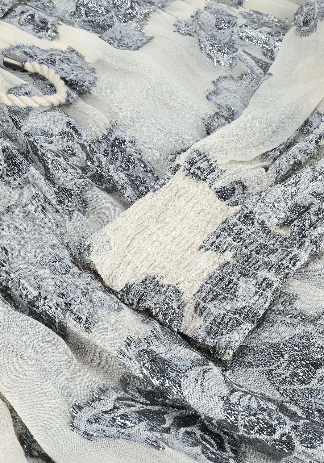 Gebroken wit SUMMUM Blouses TOP LUREX FLOWER - large