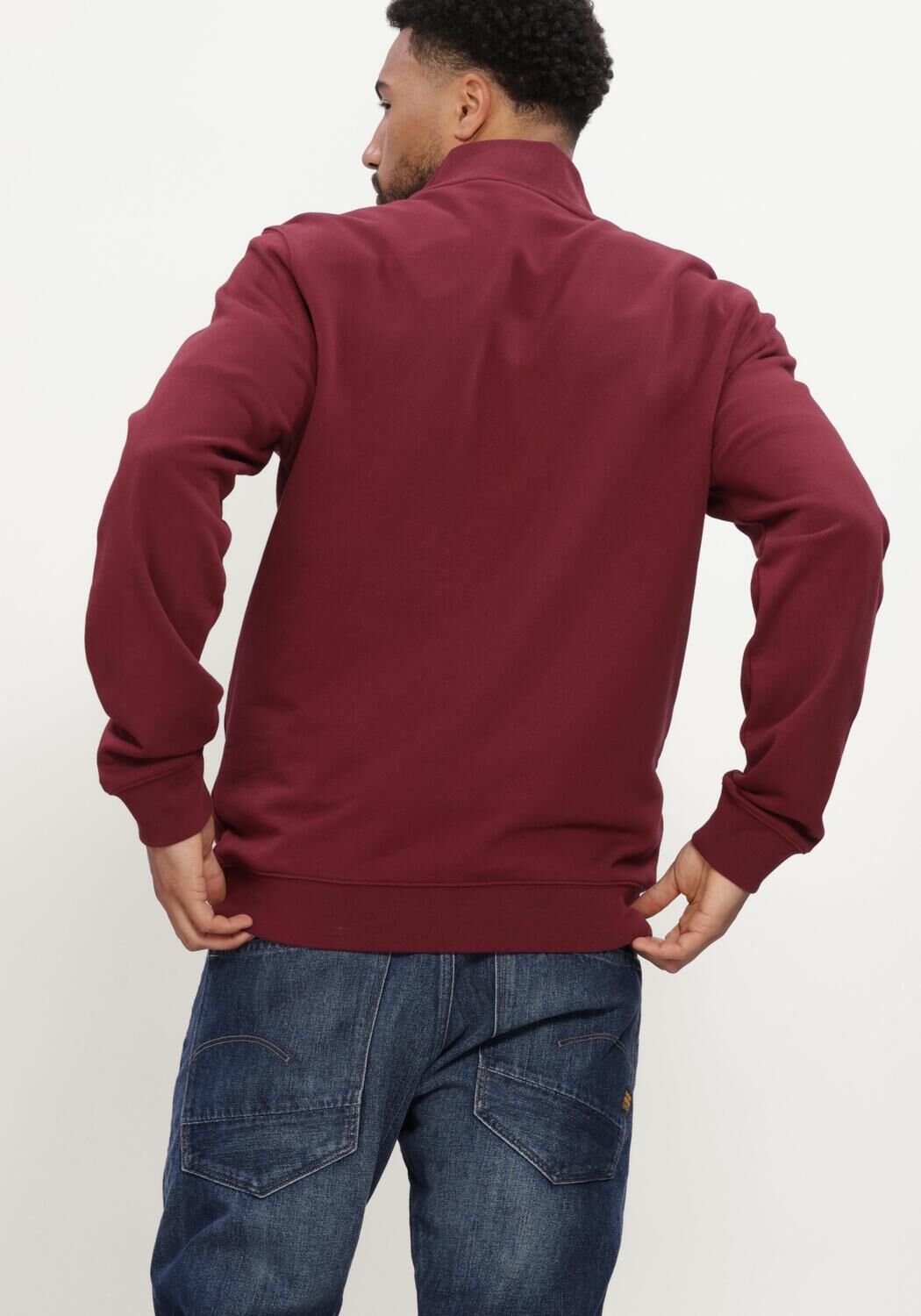 Bordeaux LYLE & SCOTT Trui SUPERFINE QUARTER ZIP SWEATSHIRT - large