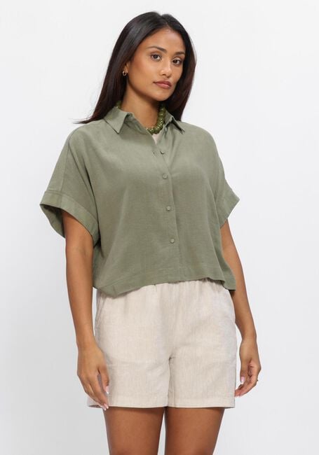 Groene SELECTED WOMEN Blouses SLFVIVA SS CROPPED SUN SHIRT - large