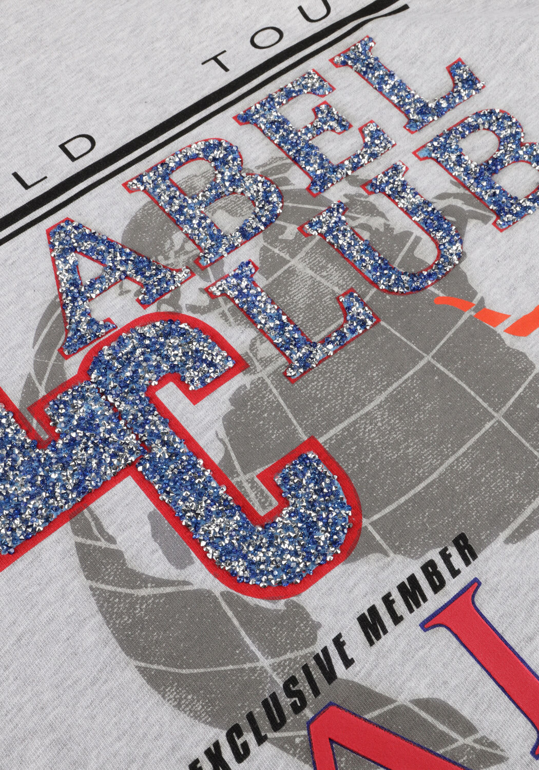 Lichtgrijze ALIX THE LABEL Top LADIES KNITTED FANCY PRINT LONGSLEEVE T-SHIRT - large