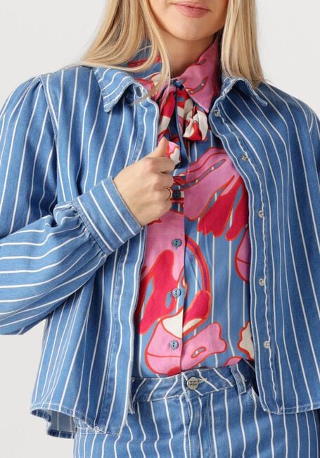 Blauwe POM AMSTERDAM Blouses BLOUSE DENIM STRIPES BLUE - large